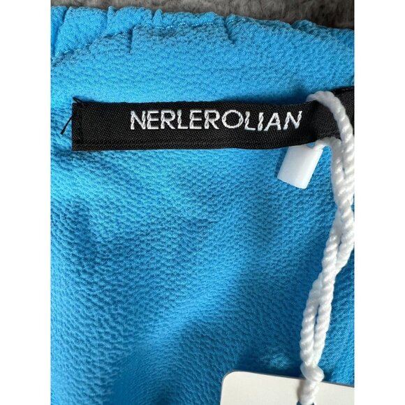 NERLEROLIAN Women Medium Blue Drawstring Adjustable Split Midi Dress Beachy NWT - Picture 5 of 11